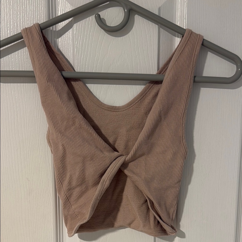 Women's Tan Twist-Front Top